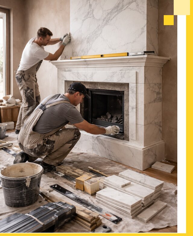 Отделка каминов в Пыти-Яхах качественные облицовочные работы