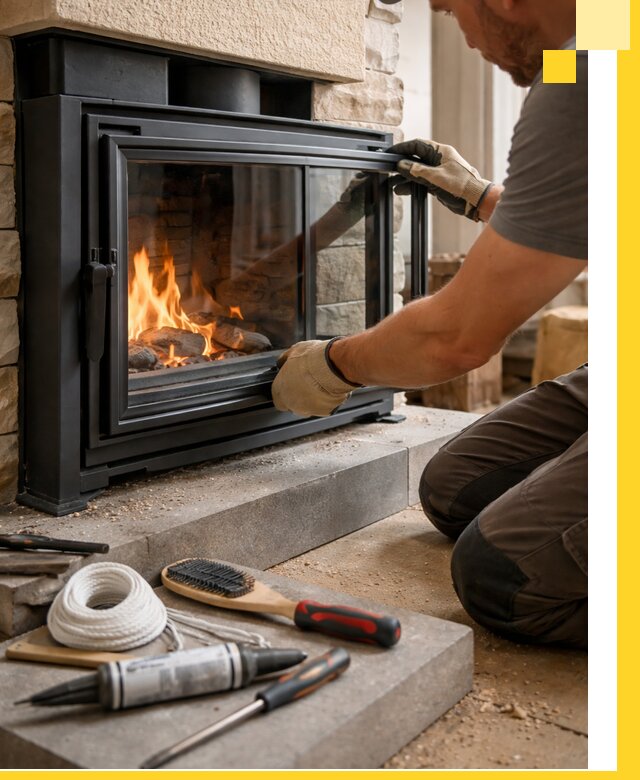 Производство, монтаж и доставка каминов со стеклом в Пыти-Яхах