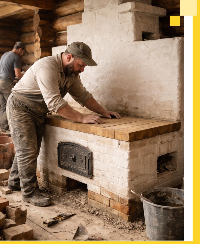 Проектирование и установка русской печи с лежанкой в Пыти-Яхах