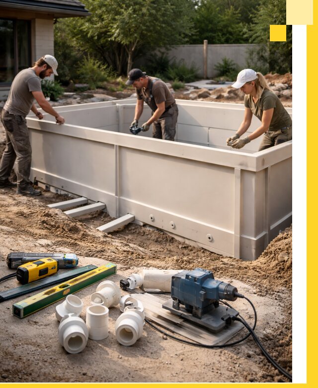 Установка полипропиленовых бассейнов под ключ в Пыти-Яхах