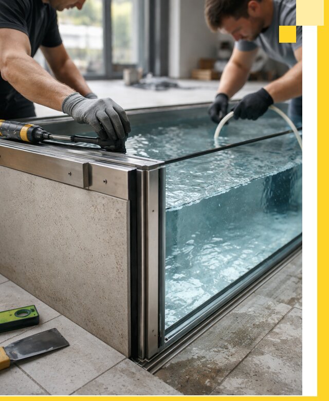 Проектирование и монтаж стеклянных бассейнов в Пыти-Яхах