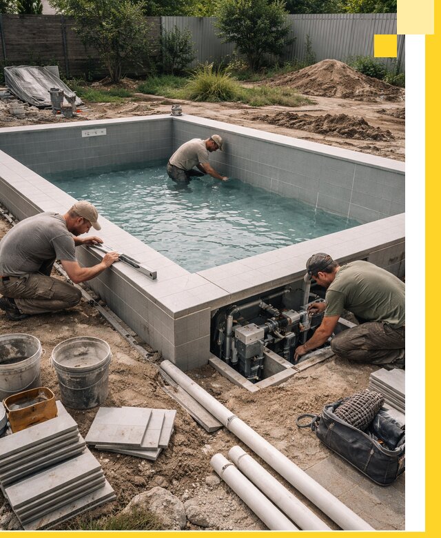 Строительство и монтаж бассейнов для дачи под ключ в Пыти-Яхах