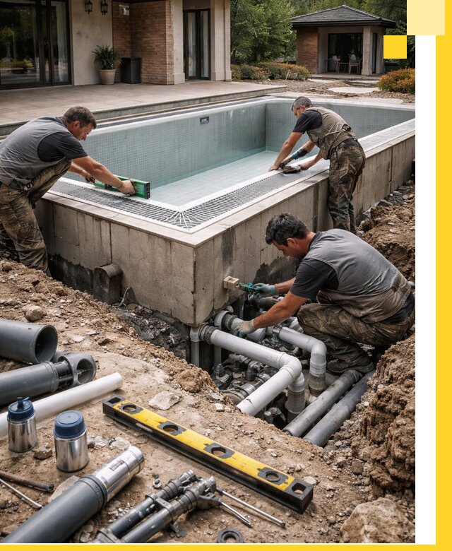 Строительство переливных бассейнов в Пыти-Яхах под ключ