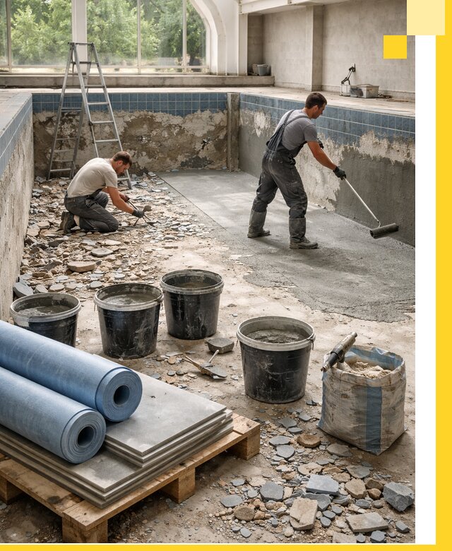 Реконструкция бассейнов в Пыти-Яхах: ремонт, гидроизоляция