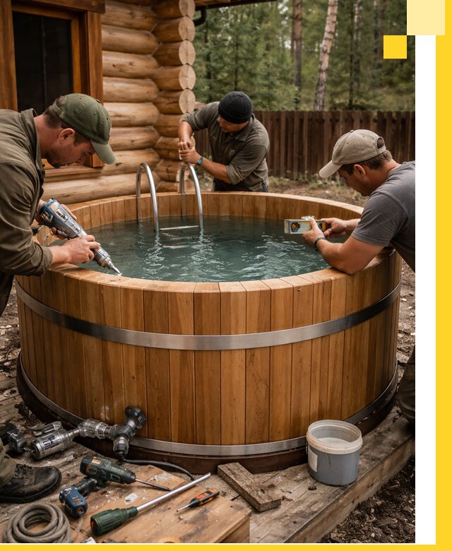 Строительство бань с купелью под ключ и отделкой в Пыти-Яхах