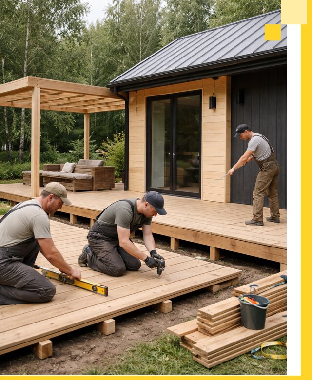 Строительство бань с террасой и бассейном под ключ в Пыти-Яхах