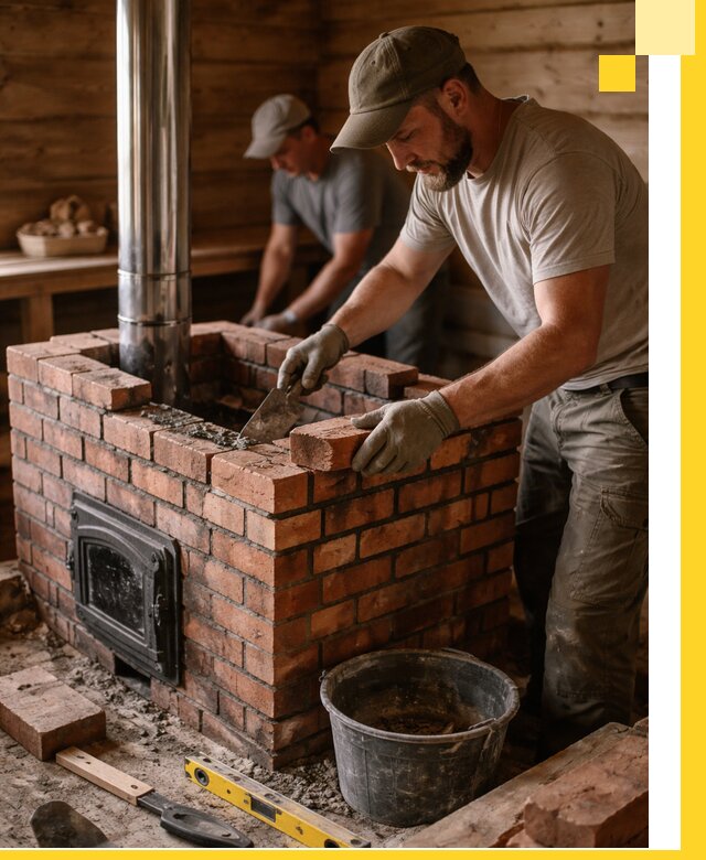 Кирпичные печи для бани под ключ в Пыти-Яхах, проект и монтаж