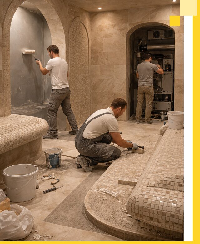 Строительство бани с хамамом и бассейном под ключ в Пыти-Яхах