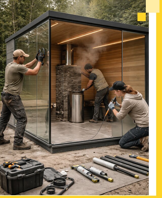 Проектирование и строительство стеклянных бань в Пыти-Яхах