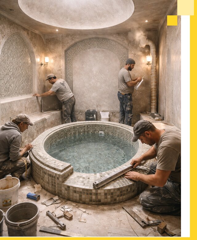 Профессиональное строительство хамама с бассейном в Пыти-Яхах под ключ