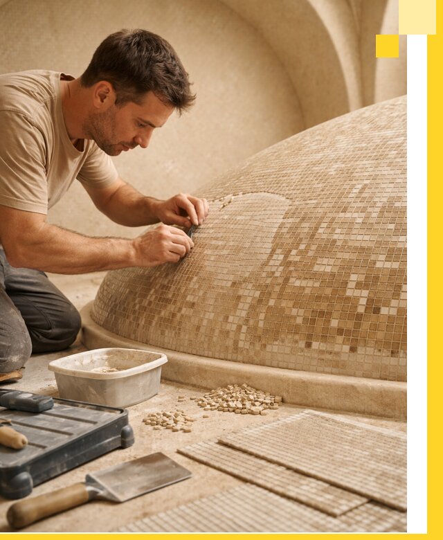 Профессиональная укладка мозаики для хамама под ключ в Пыти-Яхах